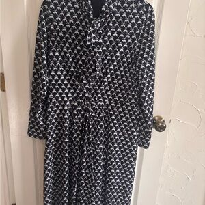 Brooks Brothers Navy Blue  and White Long Sleeve Dress